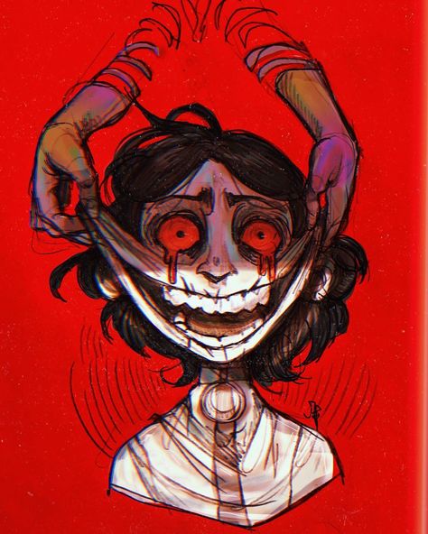 Burn Art Reference, Crooked Smile Drawing, Creepy Smile Drawing, Creepy Clown Drawing, Creepy Art Style, Terrifier Drawing, Smile Horror, Happy Face Drawing, Clown Smile