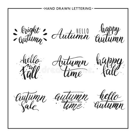 Hand painted text - happy autumn, hello fall, sale vector illustration Print Handwriting, Hand Drawn Lettering, Autumn Sales, Hello Autumn, Happy Fall, Vector Illustration, How To Draw Hands, Hand Painted