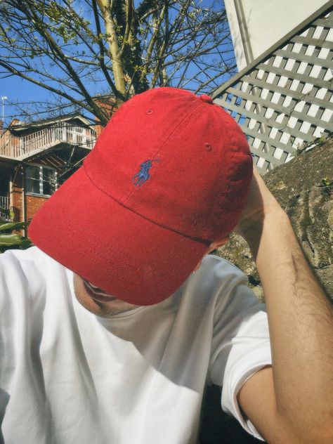 Red, Hat, Polo, Aesthetic, Men Fashion, Easter, spring, sunny, tavern, sun, white t-shirt, tanning, film camera, Dazz cam, Snapseed, Solo traveling, Sun protection, blue sky, Historic town, #redpolohat#summerhat#menshat#mensaccessories#mensstyle#fashionforward#styleinspo#trendylook#summerfashion#summerstyle#streetstyle#urbanfashion#sprezzatura#dapperstyle#menswear#accessorize#outfitinspo#summervibes#beachstyle#casualstyle#mensfashion#mensstyleguide#mensweardaily#menwithstyle#fashionblogger#style Red Cap Aesthetic, Red Cap Outfit Men, Red Hat Outfit Men, Red Hat Aesthetic, Red Cap Outfit, Red Hat Outfit, Hat Men Outfit, Men With Cap, Cap Outfit Men