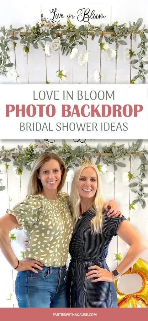 Put together a simple floral curtain Bridal Shower Backdrop for your Love in Bloom celebration. Get the step by step with links to supplies at Parties With A Cause. Fall Bridal Shower Photo Backdrop, Love In Bloom Bridal Shower Backdrop, Bridal Shower Backdrop Ideas Diy, Love In Bloom Bridal Shower Theme Decor, Simple Bridal Shower Decorations Diy, Bridal Shower Picture Backdrop, Bridal Shower Backdrop Diy, Love Is In Bloom Bridal Shower Theme, Diy Bridal Shower Backdrop