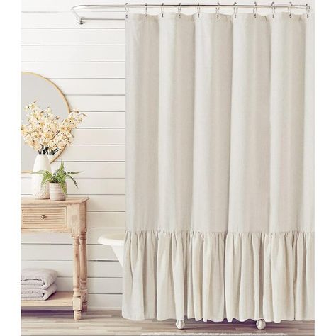 Milieu Linen Blend Shower Curtain Cottage Shower Curtain, Cottage Showers, Silver Shower Curtain, Elegant Shower Curtains, Farmhouse Shower Curtain, Natural Living Room, Farmhouse Pendant Lighting, Country Style Decor, Rustic Lighting