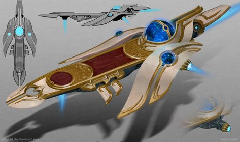 Allods Online concept art by Sergey Demidov : ImaginaryAetherpunk Alien Technology Concept Art, Magic Spaceship, Magic And Technology, Steampunk Ship, Airship Art, Flying Ship, Space Ships Concept, Space Ship Concept Art, Starship Concept