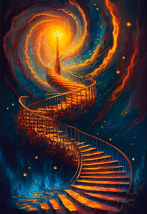 Stairway Digital Art - Stairway to heaven by Sampad Art Stairway Reference, Painting Of Stairs, Stairway To Heaven Painting, Sampad Art, Stair Art, Metaphysical Art, Creative Wall Painting, Imagination Art, Heaven Art