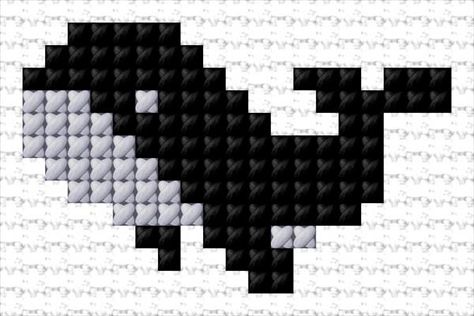 Cross Stitch Orca, Pixel Art Animals, Tiny Cross Stitch, Hama Bead, Mini Cross Stitch, Pola Sulam, Pixel Pattern, Pixel Art Pattern, Baby Hats Knitting