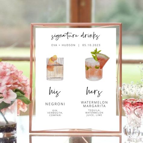 wedding signature drinks sign wedding decor decorations bar menu #weddinginspiration #weddingtemplates PURELYPRINT ON ETSY! Drinks Sign, Specialty Cocktail, Custom Cocktails, Signature Drinks Sign, Drink Signs, Cocktail Menu, Bar Menu, Drink Menu, Signature Drinks