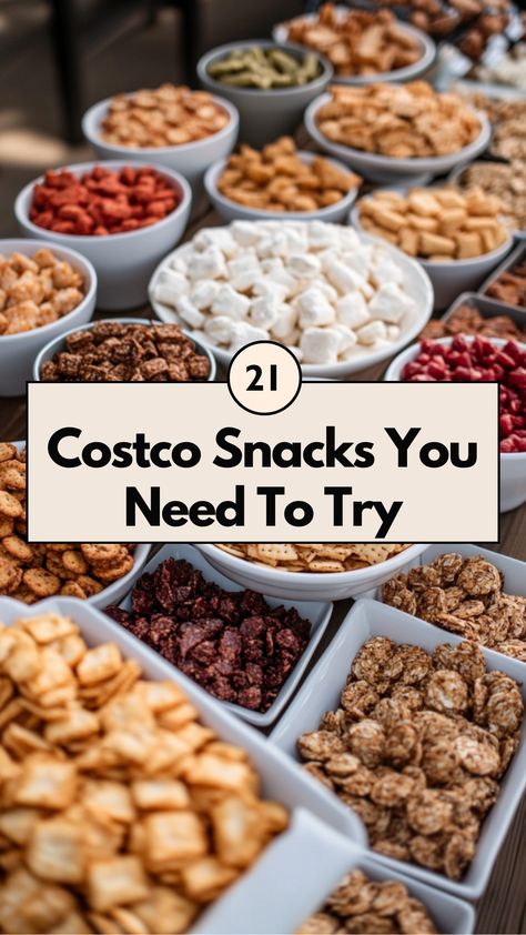 A variety of Costco snacks, including savory and sweet treats, perfect for parties or everyday cravings. Snack Ideas Adults, Bulk Snack Ideas, Best Costco Appetizers, Costco Finds 2024, Snack Box Ideas For Adults, Best Costco Snacks, Hotel Snacks, Costco Must Haves, Costco Party Food