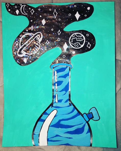 Smoker Canvas Painting Ideas, Bong Painting Ideas, Wall Painting Ideas Trippy, Cool Easy Paintings On Canvas Trippy, Trippy Art Ideas Easy, Bong Drawing, Trippy Acrylic Painting, Trippy Canvas Art, Trippy Paintings