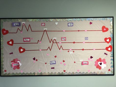 Heart month board that was done for February DCI South Lexington Cardiac Rehab, Future Healthcare, Nursing Ideas, Staff Ideas, Summer Bulletin Boards, Bullentin Boards, Heart Month, Health Board, Physical Wellness