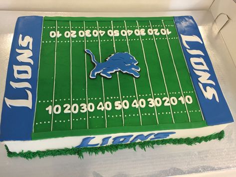 Detroit Lions Cake, Detroit Lions Bedroom, Superbowl Treats, Puppy Birthday Cake, Lion Birthday Cake, Football Party Ideas, Cake Football, Football Cakes, Lion Birthday Party