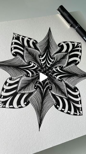 Leza on Instagram: "Hello everyone, here’s my variation of the ‘Stella’ tangle by Jana Pharmer. I absolutely love this tangle, there are so many different variations you could create with it. What do you think? Let me know I love to hear from you. 💚
Thank you for watching.  Music by @ericheitmanncomposer 

💚 Fineliner from @uniball_uk

#zentangle #zendoodle #doodle #abstractart #tangleart #freehand #unipin  #artistoninstagram #artoftheday #uniball #artforrelaxion #patternart #intuitiveart #drawingoftheday #handdrawing #blackinkart #penartist #creativeart #femaleartist #finelineart #orignalartworks #ownartwork #etsyseller #etsyshop #patternartoftheday #uniqueart #reels" Zentangle Kunst, Black Ink Art, Arte Doodle, Zen Doodle Patterns, Illusion Drawings, Zentangle Artwork, Zen Doodle Art, Geometric Design Art, Doodle Art Drawing