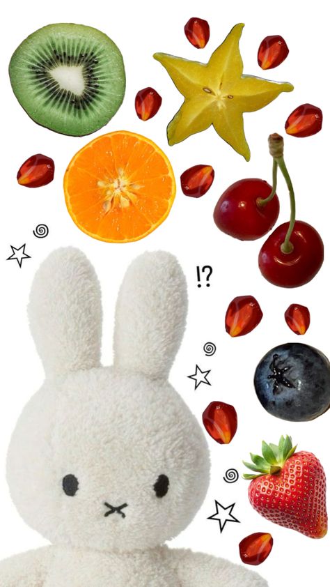 #myfirstshuffle #fruitwallpaper #fruitywallpaper #wallpaper #miffywallpaper #miffylockscreen #fruit #miffy #lockscreen Miffy Lockscreen, Miffy Wallpaper, Fruit Wallpaper, Aesthetic Pastel Wallpaper, Pastel Wallpaper, Room Posters, I Wallpaper, Pastel Aesthetic, Wallpaper Iphone Cute