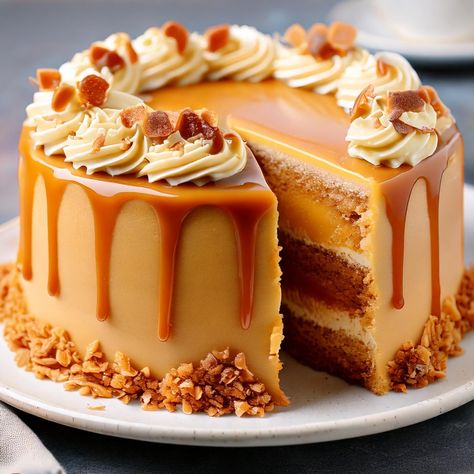 🍰 Salted Caramel Cake If you're a caramel lover, this Salted Caramel Cake will hit the sweet spot! Rich caramel layers, creamy Swiss meringue buttercream, and that perfect salted caramel drizzle make this cake a decadent treat. Ingredients: For the Caramel: • 1½ cups sugar • ⅓ cup water • 225 ml heavy cream (room temp) • ¾ cup butter (room temp) • ½ tsp sea salt (optional) For the Cake: • 2¼ cups flour • 2¼ tsp baking powder • ¾ tsp salt • ¾ cup butter (room temp) • 1 cup sugar • 3 eggs (r... Sea Salt Caramel Cake, Caramel Cake Design, Salted Caramel Buttercream, Swiss Buttercream, Salted Caramel Cake, Cream Room, Caramel Drizzle, Meringue Buttercream, Sea Salt Caramel