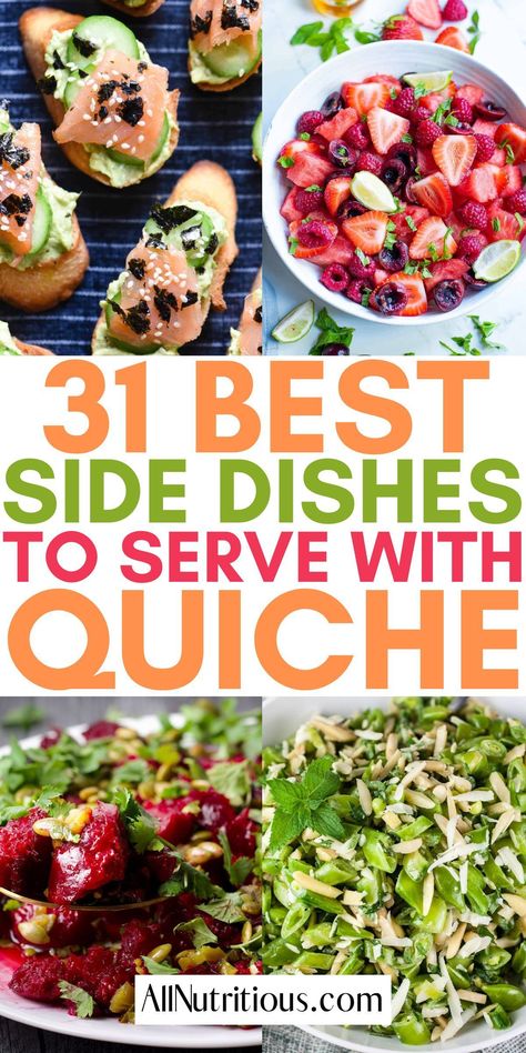 Preparing flavorful side dishes that everyone will love at your family brunch can be super easy when you prepare any of these delicious sides for quiche. You can easily make any of these best quiche side dishes that will have you going back for seconds. Brunch Veggies Side Dishes, Quiche Sides Dishes, Sides For Quiche, What To Serve With Quiche, Breakfast Side Dishes, Best Quiche, Cauliflower Rice Salad, Crab Quiche, Honey Balsamic Vinaigrette