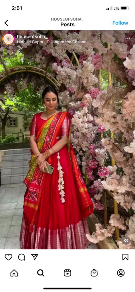 Bandini Halfsarees, Chikankari Half Saree, Paithani Half Saree Designs, Pochampally Half Sarees, Lehanga Saree, Lehenga Ideas, Saree Function, Ikkat Lehenga, Best Indian Wedding Dresses