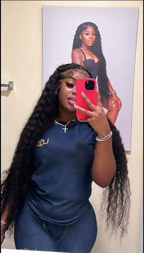 Girly Outfits Black Women, Lace Wigs Styles, Punk Style Outfits, Frontal Wig Hairstyles, Black Ponytail Hairstyles, Cute Curly Hairstyles, Dope Hairstyles, African Braids Hairstyles, Front Lace Wigs Human Hair