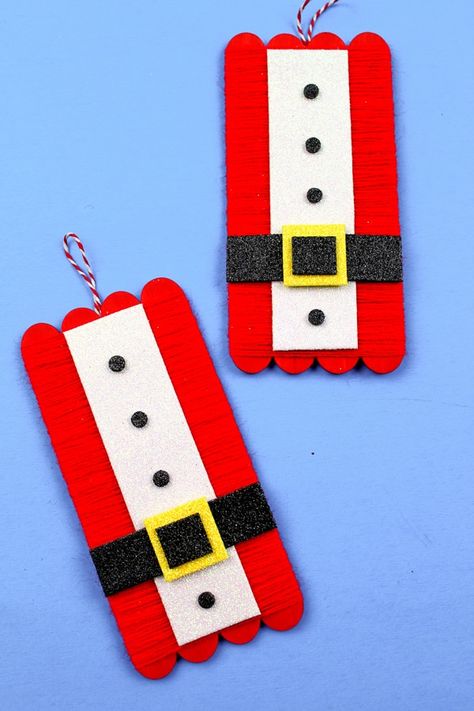 Santa Craft For Kids, Christmas Crafts To Sell Bazaars, Stick Crafts For Kids, Popsicle Stick Craft, Popsicle Stick Ornaments, Popsicle Stick Christmas Crafts, Santa Craft, Popsicle Stick Crafts For Kids, Kids Ornament