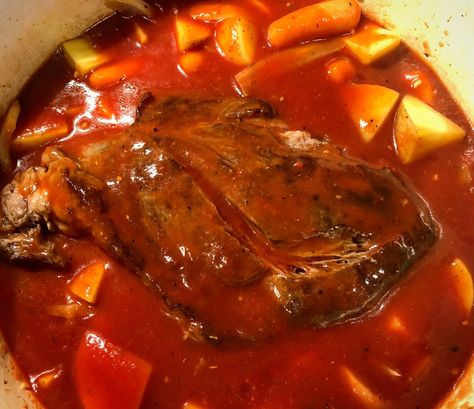 Home-Style Pot Roast with Tomato Gravy - Cupcakes and Sarcasm Top Round Roast Recipe, Chuck Roast Crock Pot Recipes, Roast Beef Crock Pot Recipes, Pot Roast Sandwiches, Italian Pot Roast, Roast Gravy, Pot Roast Crock Pot Recipes, Roasted Tomato Sauce, Cooking A Roast