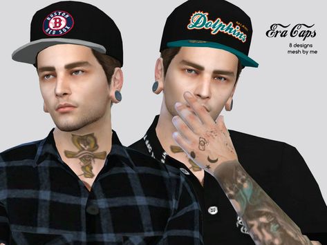 McLayneSims' Era Caps Hair With Hat, Sims 4 Male, Sims 4 Male Clothes, Cc Hats, Denim Jogger Pants, Biker Denim, Denim Polo, Male Hair, Raincoat Jacket