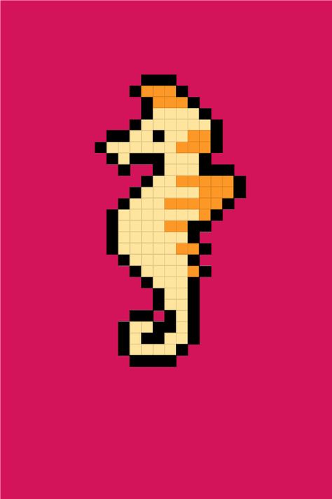 Easy pixel art seahorse. Pixel art facile hippocampe. Marine Pixel Art, Minecraft Seahorse, Sea Animals Pixel Art, Seahorse Pixel Art, Sea Pixel Art, Ocean Pixel Art, Pixel Art Summer, Shark Pixel Art, Fish Pixel Art