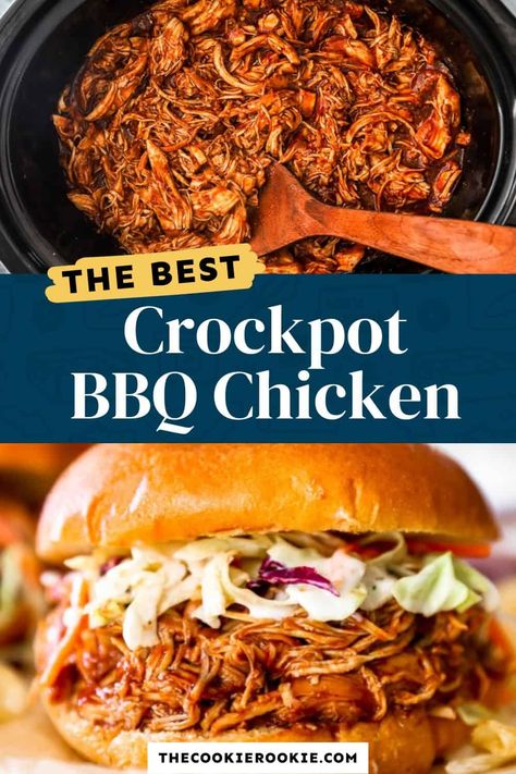 Making BBQ chicken breasts in a Crockpot is so easy. Just a few ingredients, set it in your slow cooker, and dinner will be cooked for you! Use this to make pulled chicken, or serve with your favorite sides. Crockpot Pulled Chicken, Crockpot Bbq Chicken, Best Bbq Chicken, Bbq Pulled Chicken, Bbq Chicken Recipe, Pulled Chicken Sandwiches, Bbq Chicken Sandwich, Bbq Chicken Breast, Slow Cooker Bbq Chicken