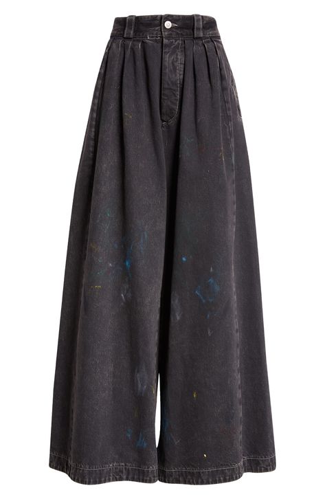 Maison Margiela Paint Splatter Pleated Wide Leg Jeans available at #Nordstrom Favorite Daughter, Maternity Shops, Designer Clothes For Men, Silhouette Cut, Paint Splatter, Autumn Fashion Women, Fashion Essentials, Womens Fall, Athletic Women