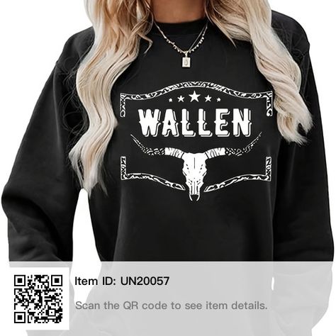 Morgan Wallen, Western Chic, Black Sweatshirt, Plus Size Kleidung, Womens Casual, Skull Print, Print Sweatshirt, Clothing Size Chart, Womens Clothing Sizes