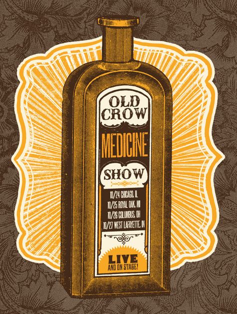 Old Crow Medicine Show tour poster Crow Medicine, Old Crow Medicine Show, Concert Poster Art, Concert Poster Design, Music Concert Posters, Tour Poster, Sound Art, Music Artwork, Musical Art