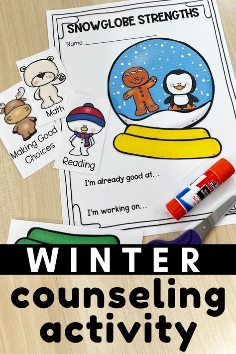 My Winter Counseling Activity is a great way to support social emotional learning in an engaging way! You can use my winter counseling resource for group counseling or independent counseling, and students will work on identifying their strengths and areas to grow in! Get access to this counseling resource today! Winter Counseling Activities, Winter Therapy Activities For Kids, Christmas Counseling Activities For Kids, Social Development Activities, Social Work Activities, Group Counseling Activities, Sel Activities, December Kindergarten, Calm Corner