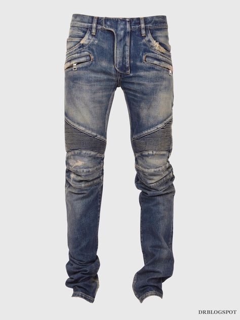 Balmain Jeans... Balmain Jeans Men, Balmain Biker Jeans, Biker Jeans Men, Jeans Refashion, Mens Outdoor Fashion, Balmain Jeans, Trendy Bottoms, Man Pants, Apocalyptic Fashion