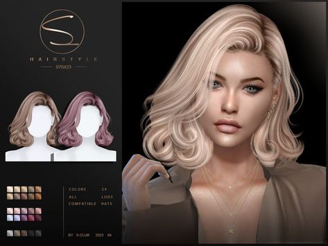 Sims 4 Cc Wedding Hair, Sims 4 Elegant, Mod For Sims 4, Elegant Curls, Hair Ts4, Bombshell Curls, Mod Hair, Cc Hair, Sims 4 Anime