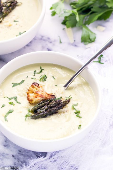 Tapenade Recipe, Roasted Cauliflower Soup, Broccoli Soup Recipes, Cauliflower Soup Recipes, Cabbage Soup Recipes, Asparagus Soup, Vegetable Soup Recipes, Cauliflower Soup, Asparagus Recipe