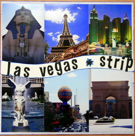 Las Vegas Scrapbooking Ideas, Las Vegas Scrapbook Layouts, Vegas Scrapbook Layouts, Vegas Scrapbook, Travel Vegas, Travel Book Layout, Scrapbooking Layouts Travel, Scrapbook Studio, Travel Scrapbook Pages