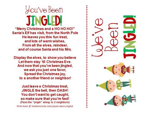 "Elf" your neighbors with a treat and this fun "You've Been Jingled" printable. Includes a door tag version for hanging the elves on your door You've Been Jingled, You've Been Elfed, Door Tag, Elf Yourself, Christmas Neighbor, Youve Been, Christmas Jingles, Aesthetic Christmas, Background Aesthetic