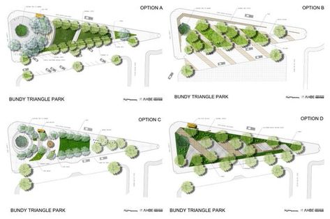 Triangle Landscape Design Plan, Triangle Park Design, Triangle Landscape Design, Parking Plan, Site Development Plan, Triangle Park, House Garden Landscape, Plaza Design, Landscape Design Drawings