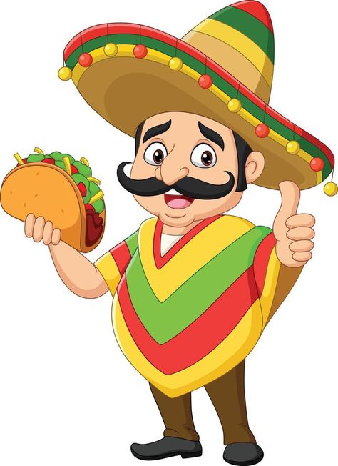 Cartoon mexican man holding taco and giving thumb up Thumbs Up Cartoon, Cartoon Mexican, Taco Cartoon, Up Cartoon, Taco Man, Mexican Man, Tacos Mexicanos, Mickey Birthday Party, Black Friday Sale Banner