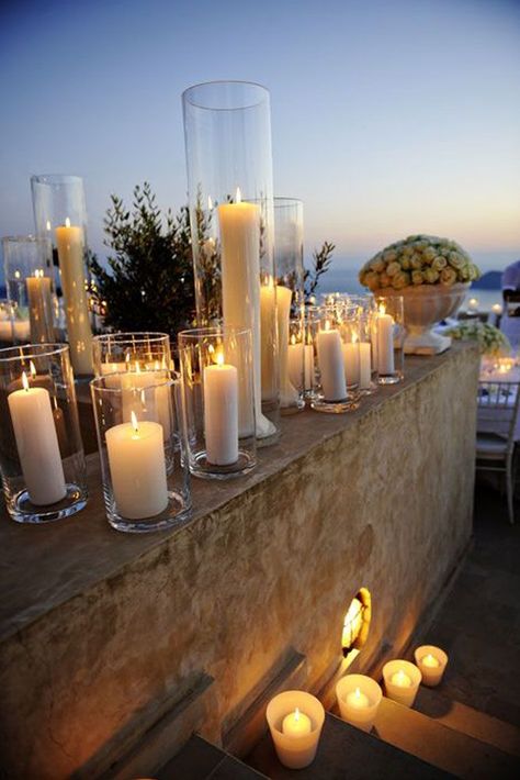 Top 30 best wedding ideas with candles Outdoor Wedding Centerpieces, Many Candles, Decoration Evenementielle, Romantic Outdoor Wedding, Wedding Ceremony Ideas, Santorini Wedding, Romantic Lighting, Luxury Flowers, Wedding Candles