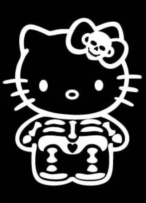 Hello Kitty Skeleton, Cats Images, Skull Funny, Hello Kitty T Shirt, Hello Kitty Images, Skeleton Skull, Hello Kitty Art, Funny Sticker, Arte Horror