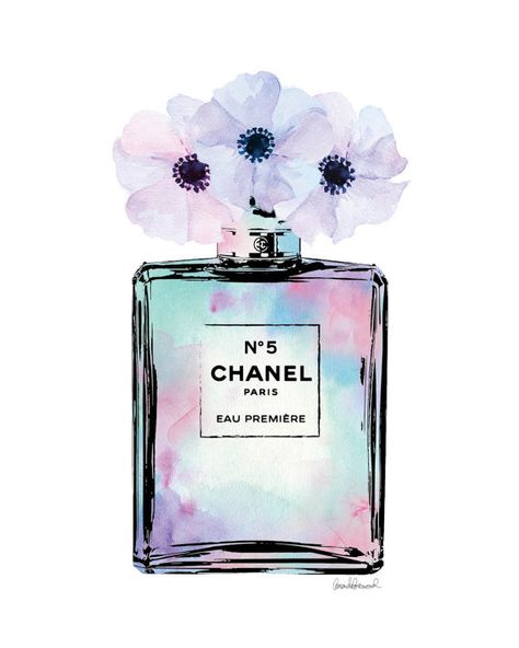 Chanel Watercolor bottle with poppies Mint Pink by hellomrmoon Chanel Watercolor, Bottle With Flowers, Chanel Perfume Bottle, Chanel Wallpaper, Perfume Chanel, Perfume Art, Flower Perfume, Parfum Chanel, Chanel Art