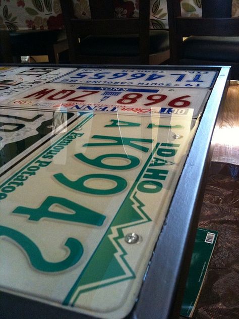 Epoxy Resin Table by scottdburnett, via Flickr looking for low maintenance do-it-myself surfaces, like epoxy resin table tops. Diy Resin Casting, License Plate Ideas, Diy Resin Table, Licence Plates, License Plate Art, Licence Plate, Epoxy Resin Table, Craft Techniques, Plate Art