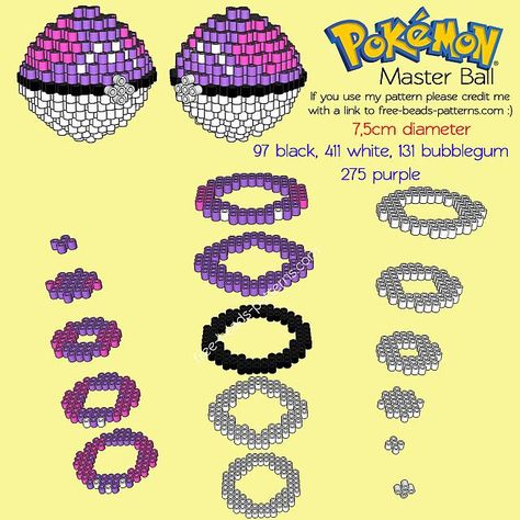 3D Master Ball free Pokemon perler beads melty beads beadsprite pattern Hama Beads 3d, 3d Pokemon, Master Ball, Pokemon Perler, Perler Projects, Pokemon Bead, Pokemon Perler Beads, Pokemon Ball, Melty Bead Patterns