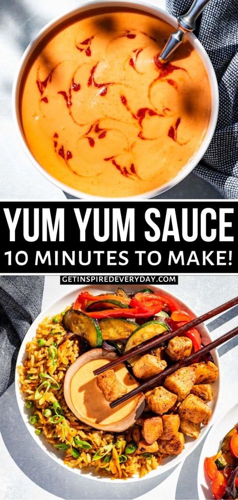 Yum Yum Sauce Yum Yum Sauce Hibachi, Yum Yum Sauce Recipe, Yum Sauce Recipe, Hibachi Dinner, Chicken Seasoning Recipes, Hibachi Chicken, Yum Sauce, Japanese Steakhouse, Yum Yum Sauce