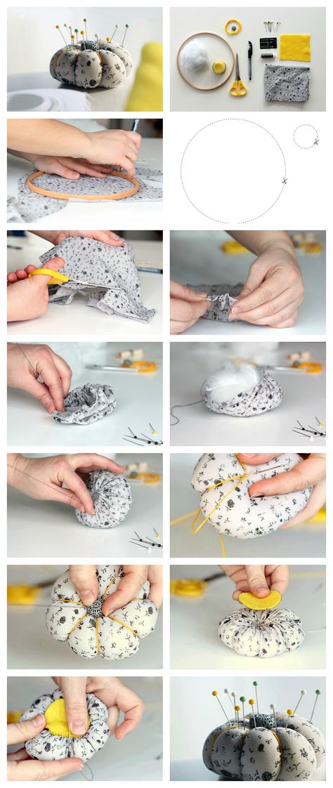 Great sewing tutorial! Make an adorable pincushion with this step-by-step tutorial. How To Make A Pin Cushion, Flower Pincushion, Diy Pincushion, Pincushion Tutorial, Needle Books, Sew Ins, Costura Diy, Needle Cases, Sewing Diy