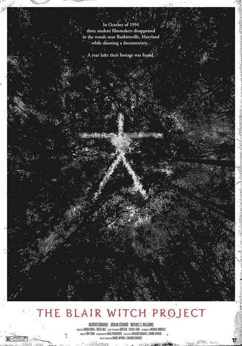 The Blair Witch Project (1999) [770 x 1100] The Blair Witch Project Poster, The Blair Witch Project Movie Poster, Blair Witch Project Movie Poster, Blair Witch Project Poster, 90s Horror Movie Posters, Blair Witch Tattoo, Blair Witch Aesthetic, Witch Poster, Blair Witch Project Aesthetic