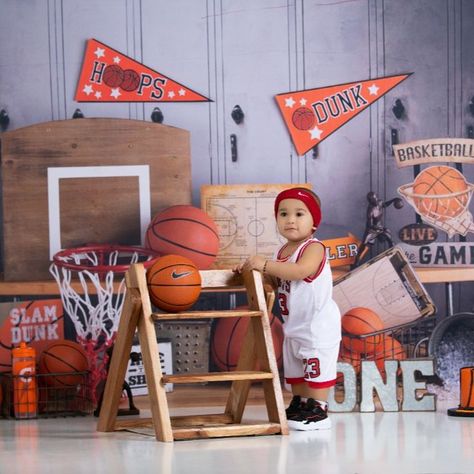 Basketball Smash cake theme Basketball 1st Birthday Photoshoot, Basketball Milestone Pictures, Basketball Theme Family Photoshoot, One Year Old Basketball Photoshoot, Infant Basketball Photoshoot, Basketball First Birthday Pictures, 6 Month Basketball Photoshoot, Sports Theme Photoshoot, Basketball Birthday Photoshoot