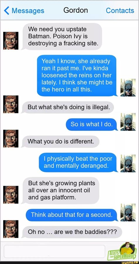 Batman Poison Ivy, Superhero Texts, Superhero Memes, Batman Funny, Dc Memes, Detective Comics, Dc Heroes, Poison Ivy, Marvel Funny