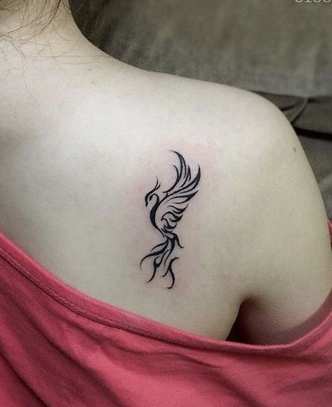 Rising Phoenix Tattoo Feminine Arm, Phoenix Tattoo Shoulder, Small Phoenix Tattoos For Women, Rising Phoenix Tattoo Feminine, Simple Phoenix Tattoo, Phoenix Tattoos For Women, Phoenix Feather Tattoos, Phoenix Tattoo Ideas, Tato Phoenix