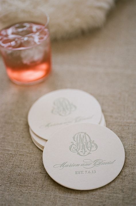 Pink Blush Wedding, Personalized Coasters Wedding, Monogram Coasters, Wedding Coasters, Minneapolis Wedding, Refined Wedding, Inexpensive Wedding Venues, Embossed Paper, Personalized Coasters