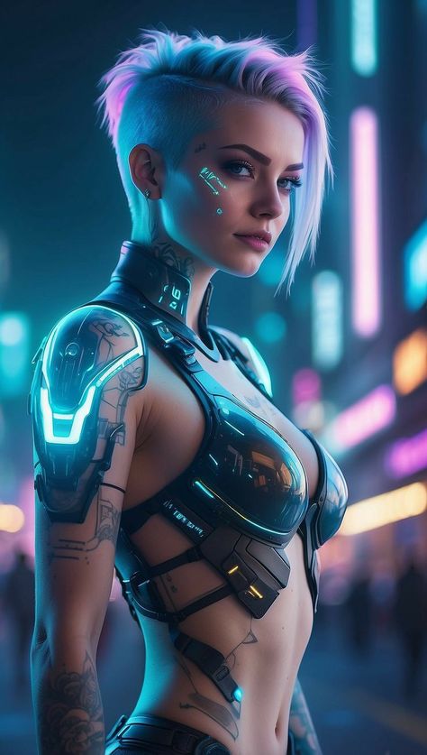 Cyberpunk Character Art Female Neon, Cyberpunk Woman Art, Neon Cyberpunk Aesthetic, Punk Character Art, Cyberpunk Cities, Cyberpunk Women, Neon Cyberpunk, Cyberpunk Female, Cyberpunk Rpg