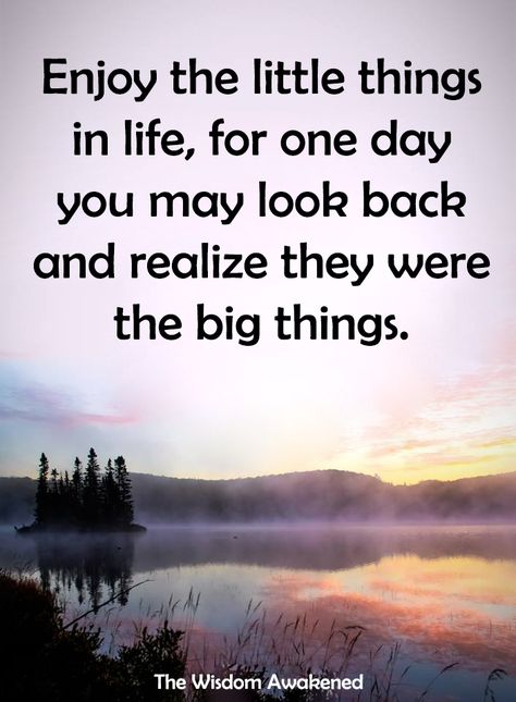 “Enjoy the little things in life, for one day you may look back and realize they were the big things.” The Little Things Quotes, Little Things Quotes, The Little Things In Life, Little Things In Life, Enjoy The Little Things, Big Things, The Little Things, Always Remember, Looking Back