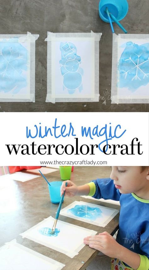 Winter Magic Watercolor Craft Magic Watercolor, Winter Activities For Toddlers, January Preschool, Winter Crafts Preschool, Winter Unit, January Activities, Winter Activities Preschool, January Crafts, Preschool Winter